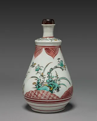 Wine Bottle with Plum and Pine Tree Design: Ko Imari Type