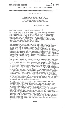 Text of a letter from the President to the Speaker of the House of Representatives and the President of the Senate
