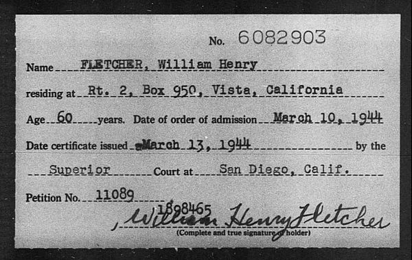Fletcher, William Henry - 1944