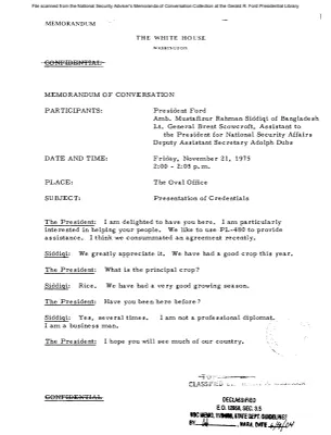 November 21, 1975 - Ford, Bangladesh Ambassador Mustafizur Rahman Siddiqi