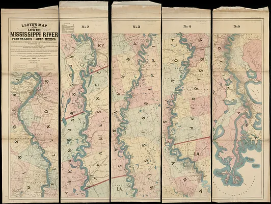 Lloyd's map of the lower Mississippi River from St. Louis to the Gulf of Mexico