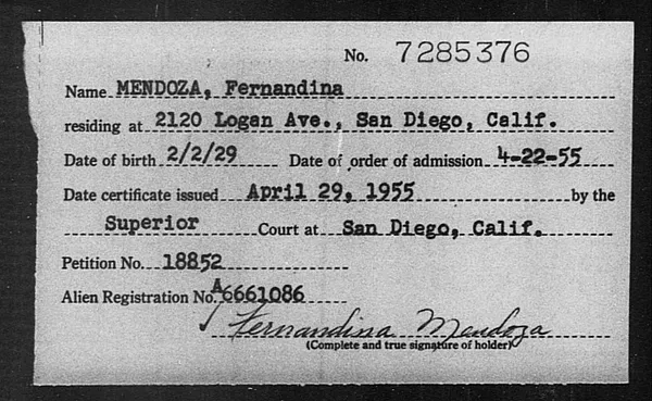 Mendoza, Fernandina - 1955
