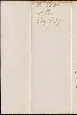 William Davis to W. A. Harrington, 22 August 1859