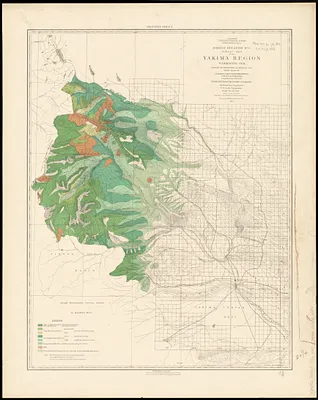 Forest map of the Yakima Region, Washington Ter. showing the predominant elements of the forest covering