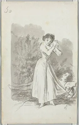 Young Woman Wringing Her Hands over a Man's Naked Body, Folio 50 (verso)