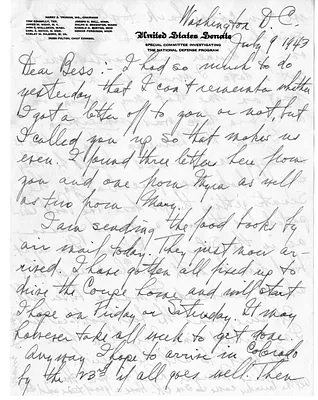 Letter from Harry S. Truman to Bess W. Truman