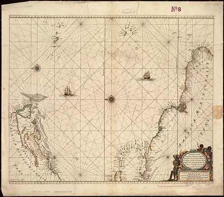 Pascaerte vande Vlaemsche, Soute, en Caribesche Eylanden, als mede Terra Nova, en de custen van Nova Francia, Nova Anglia, Nieu Nederlandt, Venezuela, Nueva Andalusia, Guiana en een gedeelte van Brazil
