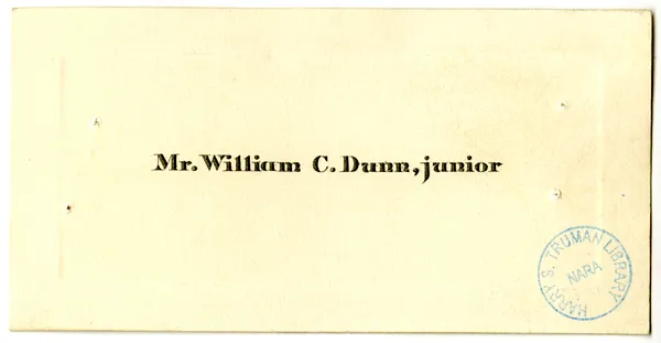 Wedding Gift Card from William C. Dunn, Jr.