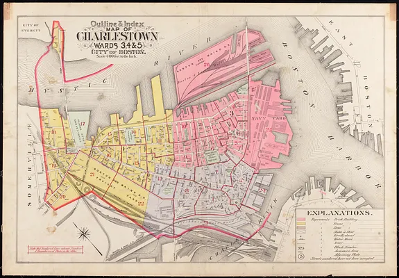 Outline & index map of Charlestown, wards 3, 4 & 5, city of Boston