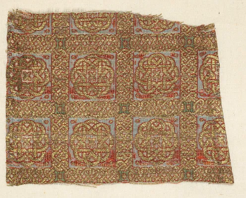 Fragment with stars in stacked squares, from a dalmatic of San Valero