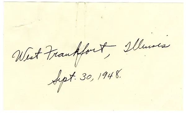 Press Release, Speech of President Harry S. Truman, West Frankfort, Illinois