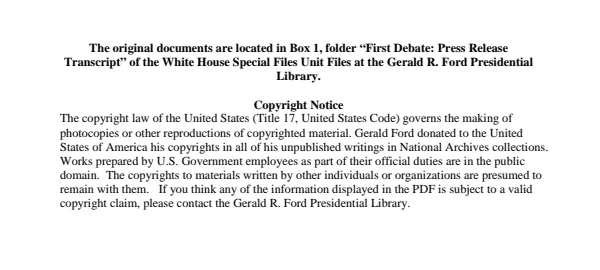 First Debate: Press Release Transcript