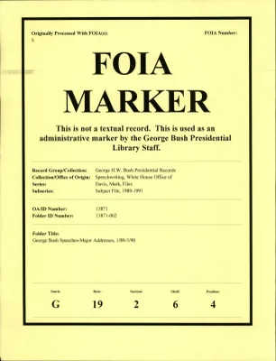 GB Speeches - Major Addresses 1/89-3/90 [OA 8749]
