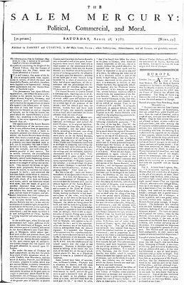 The Salem Mercury: Political, Commercial, and Moral