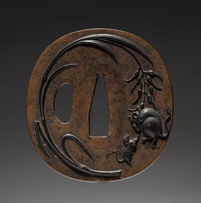 Sword Guard (Tsuba) with Mice and Rice
