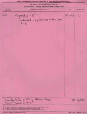 President Gerald R. Ford's Daily Diary, March 10, 1975