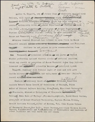 Typed letter (draft) to [Albert] Lanto, et al, [Minneapolis, Minn. ?, August 10, 1927]