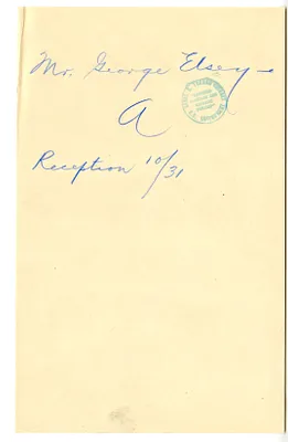 Invitation Reply from George Elsey to the White House Social Office