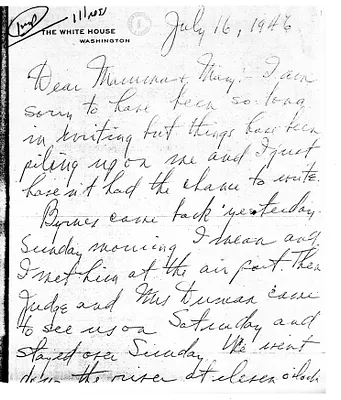Letter from Harry S. Truman to Martha Ellen Truman and Mary Jane Truman