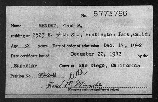 Mendez, Fred P. - 1942