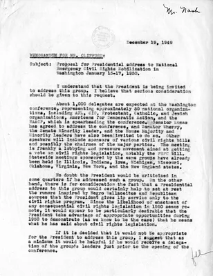 Memorandum from Stephen J. Spingarn to Clark M. Clifford