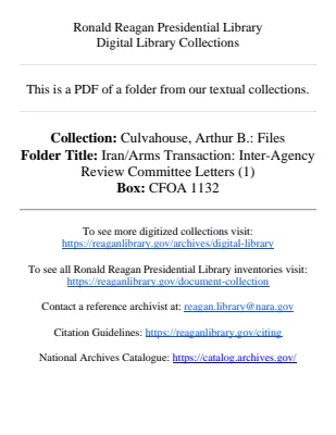 Iran/Arms Transaction: Inter-Agency Review Committee Letters (1)
