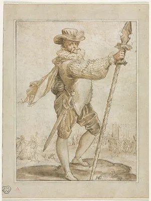 Standing Officer Holding a Boar's Spear