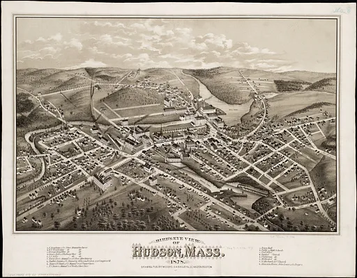 Bird's eye view of Hudson, Mass