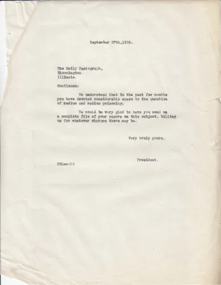Letters Sent, September 27, 1928