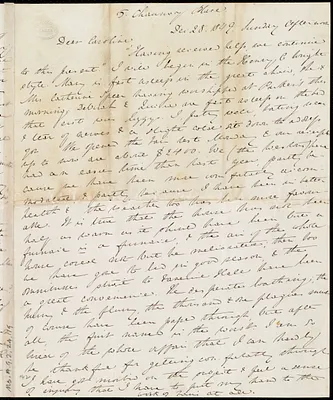 Letter from Anne Warren Weston, 5 Chauncy Place, [Boston], [and] Weymouth, [Mass.], to Caroline Weston, Dec. 28, 1849. Sunday afternoon. [Through] Monday night, Jan. 7, [1850]