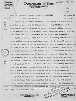 Telegram from James Webb to Secretary of State Dean Acheson