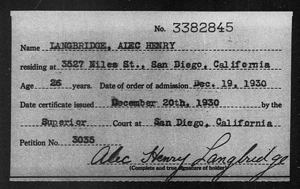 Langbridge, Alec Henry - 1930