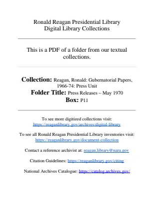 Press Releases - May 1970