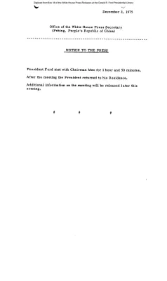 President Met with Chairman Mao for 1 hour and 50 Minutes [Meeting Summary]