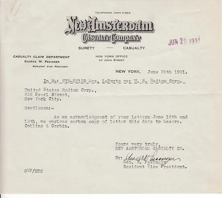 Letters Received, June 25, 1931