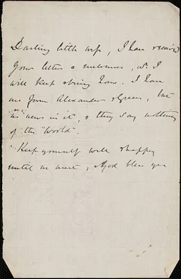 [John Biddulph Martin] autograph note to [Victoria Woodhull Martin], approximately 1883-1897