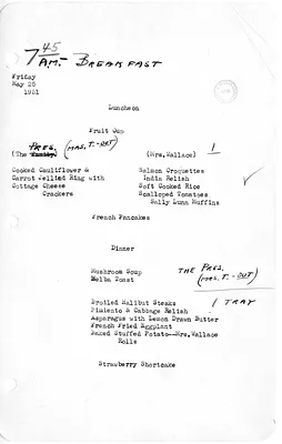 White House Luncheon and Dinner Menu
