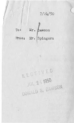 Memorandum from Stephen J. Spingarn to Donald S. Dawson