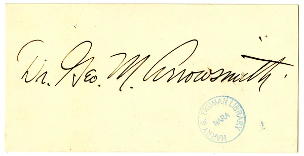 Wedding Gift Card from Dr. George Arrowsmith