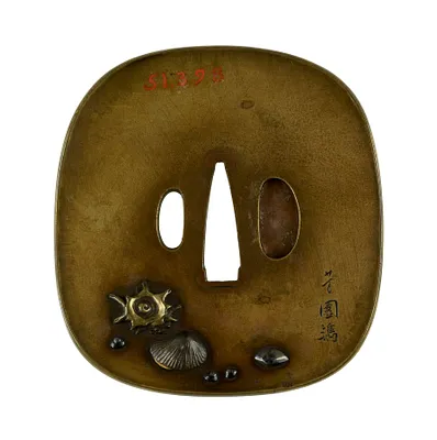 Tsuba with a Sea Bream and Plum Branch