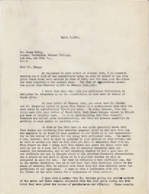 Letters Sent to James Ewing, April 7, 1931