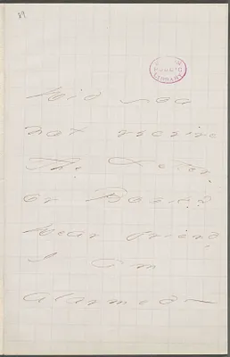 Emily Dickinson, Amherst, Mass., autograph note to Thomas Wentworth Higginson, February 1876