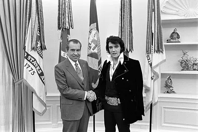 President Richard Nixon Shaking Hands with Elvis Presley in the Oval Office