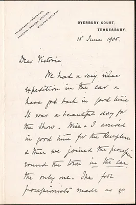 Richard B. Martin autograph letter signed to Victoria [Woodhull Martin], Tewkesbury, England, June 15 1905