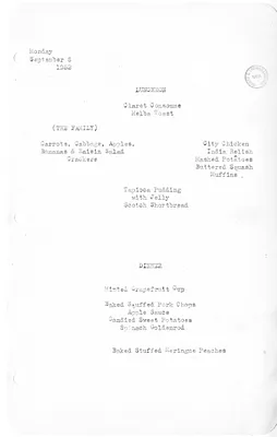 White House Luncheon and Dinner Menu