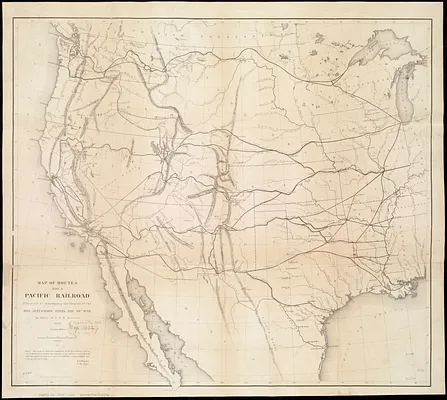 Map of routes for a Pacific railroad
