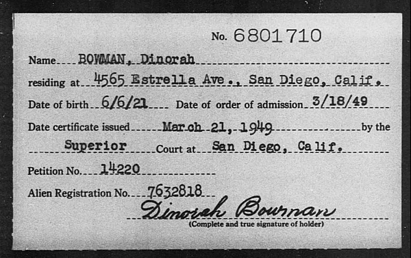 Bowman, Dinorah - 1949