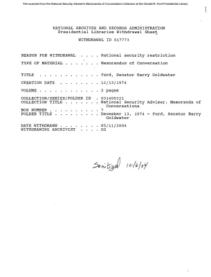 December 13, 1974 - Ford, Senator Barry Goldwater