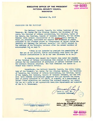 Memorandum from James S. Lay, Jr. to President Harry S. Truman