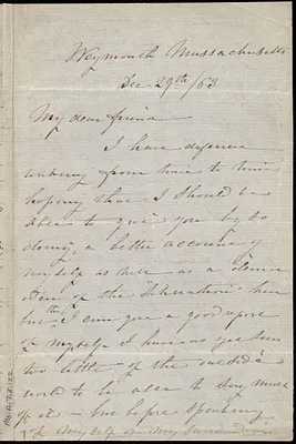 Partial letter from Caroline Weston, Weymouth, Massachusetts, to Mary Anne Estlin, Dec. 29th / [18]63